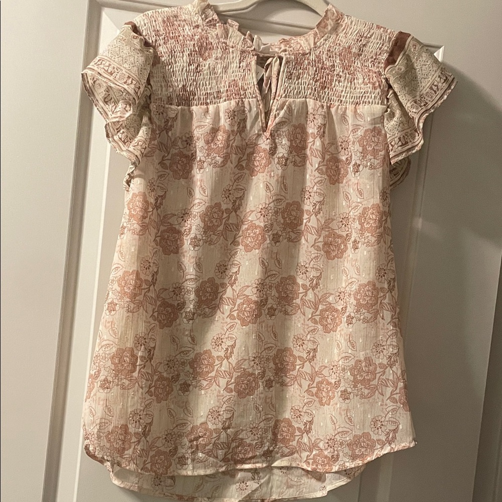 Floral Ruffle Sleeve Blouse